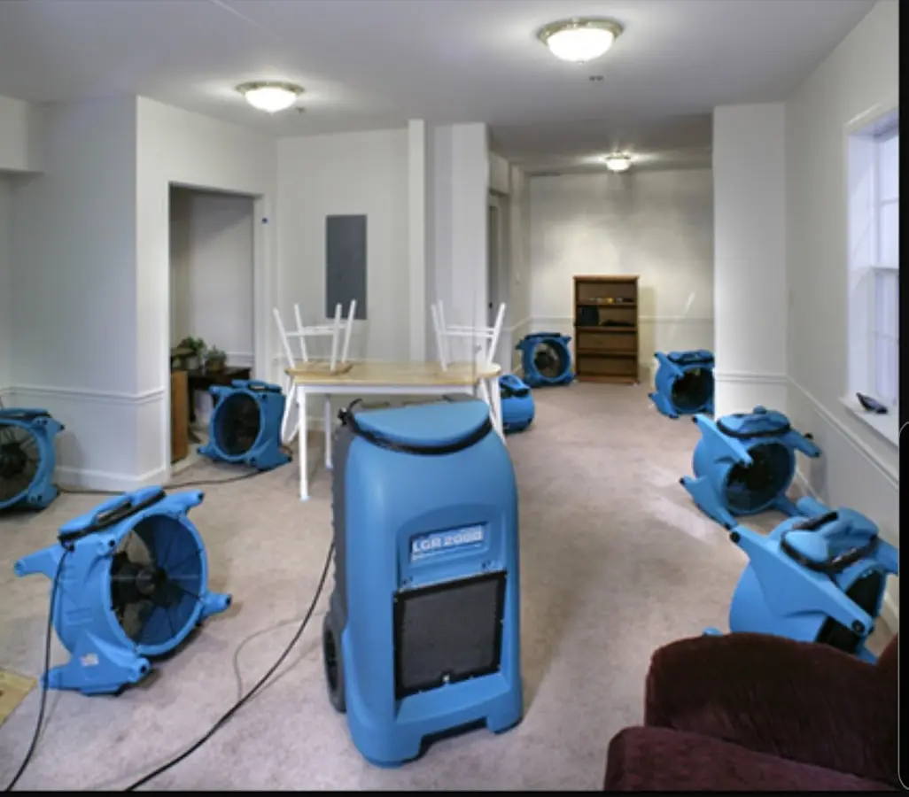 Air movers and dehumidifier setup for Water Extraction & Removal in Union Grove